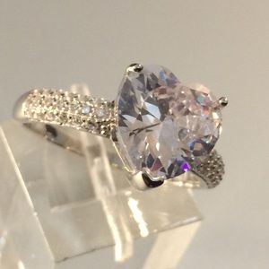 Heart Shape White CZ Diamond Sterling Silver Ring